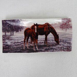 Horse Trinket Dish Mare and Foal Ceramic Key Jewelry Equestrian